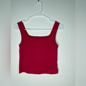 Old Navy Square Neck Raspberry Ribbed Cropped Tank Top